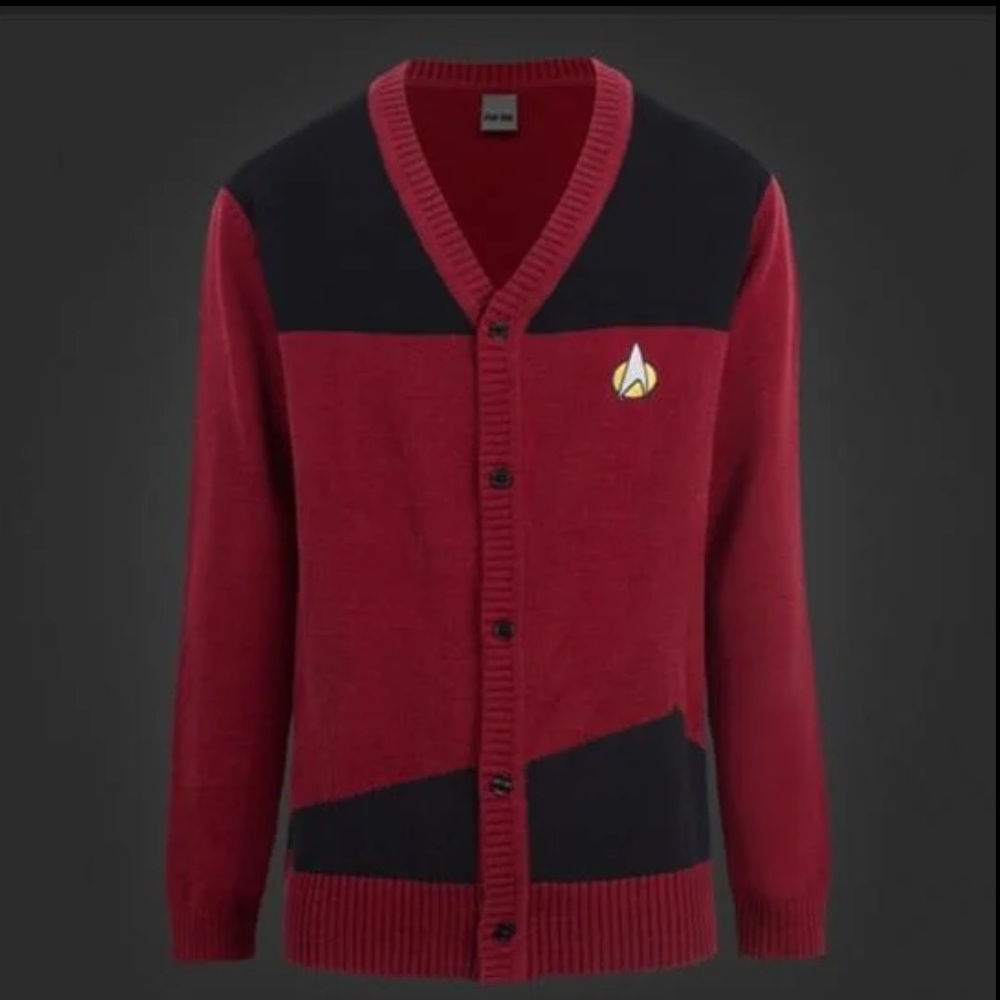 RARE Star Trek TNG Unisex Cardigan Sweater in Command Red | Women’s L